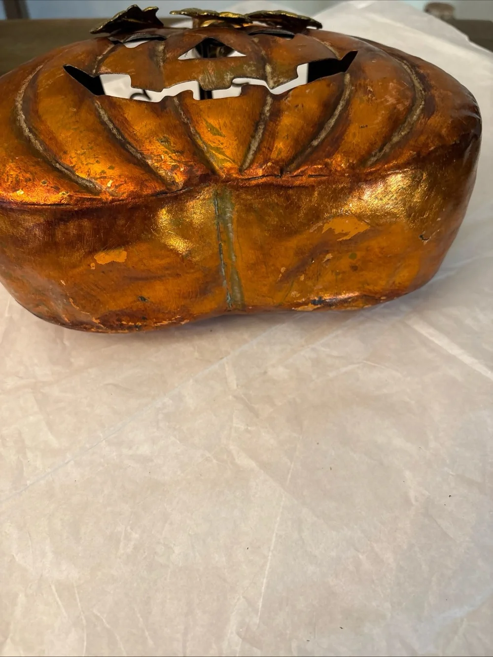 Adorable Hanging /sit Orange Metal Pumpkin Candle Holder Fall Autumn Decoration